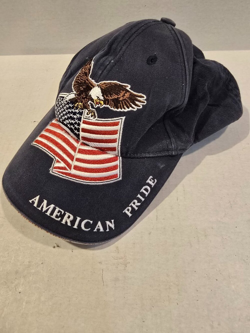 American Flag & Eagle Hat "American Pride" Navy Red White Embroidered Cotton